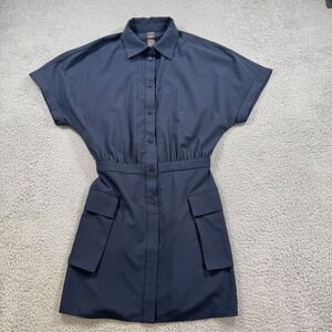 Rhone Womens Navy Blue Short Sleeve Button Down Mirage Shirt Dress Size XS